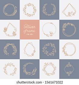 Vector set of different floral frames great for decoration, decoration. Each of the frames has a place for text and is isolated on the background. Set of frames in various colors.
