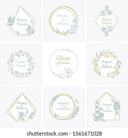 Vector set of different floral frames great for decoration, decoration. Each of the frames has a place for text and is isolated on the background. Set of frames in various colors.