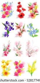 Vector set of different flowers