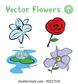 Vector set of different flowers