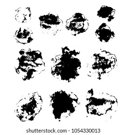 The vector set of different form grunge brushes