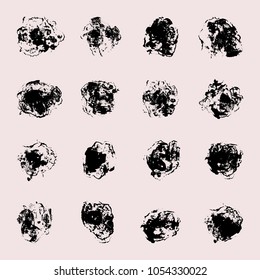 The vector set of different form grunge brushes