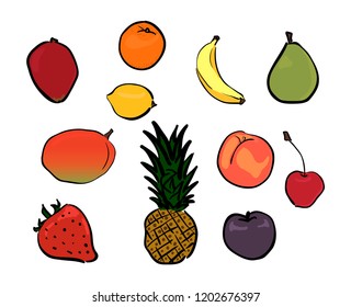 vector set of different fruits and berries