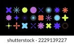 Vector set of different geometric shapes and elements. Brutalist design icons and signs. Basic forms