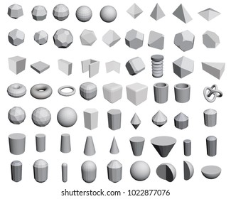 Vector Set Of Different Geometric Shapes In 3D.