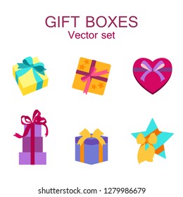 Vector set of different gift boxes in flat design