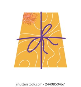 Vector set of different gift boxes in festive wrapping paper with ribbon and bows. Stack of different presents for Christmas holiday, birthday. Flat vector illustration isolated on background