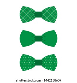 Vector set of different green bow ties isolated on white background