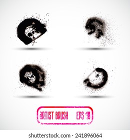 Vector set of different grunge brush strokes. 