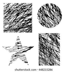 Vector Set of Different Grunge Shapes Isolated on White Background