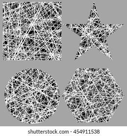 Vector Set of Different Grunge Shapes Isolated on Grey Background