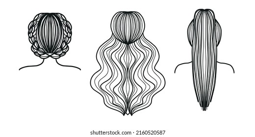 Vector Set Different Hairstyles Stock Vector Royalty Free 2160520587 Shutterstock 