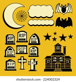 Vector Set Of Different Halloween Elements Isolated