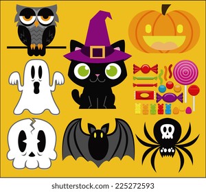 Vector Set Of Different Halloween Elements And Characters Isolated