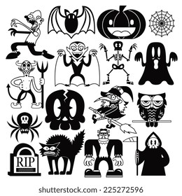 Vector Set Of Different Halloween Elements And Characters Isolated