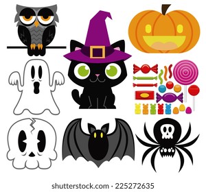 Vector Set Of Different Halloween Elements And Characters Isolated