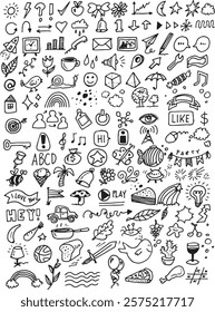 Vector set of different hand drawn doodles