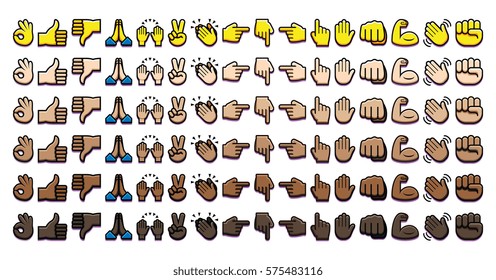 Vector Set Of Different Hand Icons Isolated On White Background