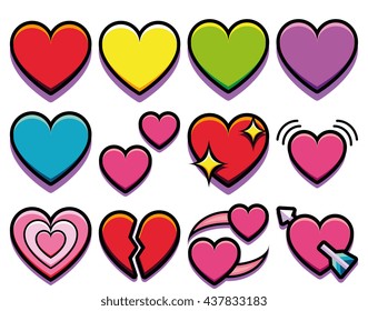 Vector Set Of Different Heart Isolated On White Background