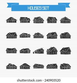 Vector set of different houses and cottages for your design