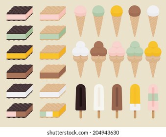 Vector set of different ice cream