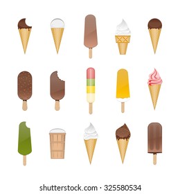 Vector set of different ice cream isolated on a white background