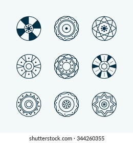  Vector set of different jewels - isolated gemstones, crystals, diamonds