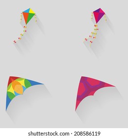 Vector Set Of Different Kites Isolated On Background