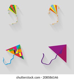 Vector Set Of Different Kites Isolated On Background