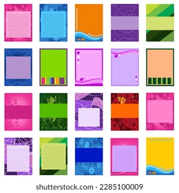 vector set of different letterheads and notes with colorful designs useful for graphic designers. blank illustration template