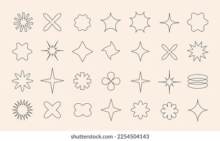 Vector set of different lineare minimalist geometric shapes and elements. Brutalism shapes, minimalist geometric elements, abstract bauhaus basic forms.