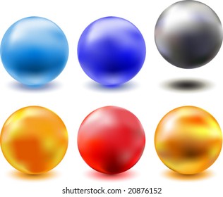 vector set of different metallic glazed spheres