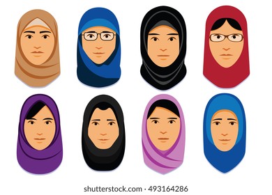 Vector Set Of Different Middle Eastern Women