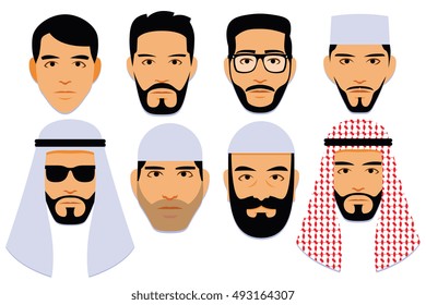 Vector Set Of Different Middle Eastern Men