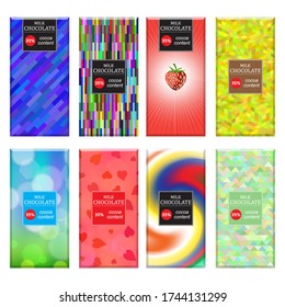 Vector Set of Different Milk Chocolate Bar Isolated on White Background. Sweet Food Collection. Package Mock up.