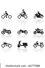 Vector set of different motorbike symbols. All vector objects are isolated. Colors and transparent background color are easy to adjust.