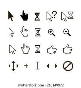 Vector Set Of Different Mouse Cursors: Finger Hand Thumb Up And Magnifier