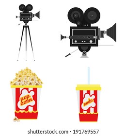 Vector Set Of Different Movie Related Icons Isolated