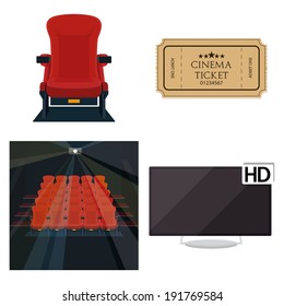 Vector Set Of Different Movie Related Icons Isolated