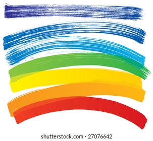 Vector set of different multicolored strokes