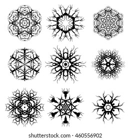 Vector Set of Different Ornamental Rosettes Isolated on White Background