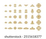 Vector Set of different ornaments in Kazakh style. Traditional decor in the shape of stylized Rams horn. Elements of the national pattern of the ancient nomads of the Kazakhs, Kyrgyz, Mongols