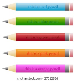 Vector set of different pencils with funny descriptions