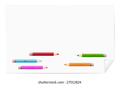 Vector set of different pencils and paper