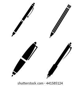 Vector Set of Different Pens Isolated on White Background