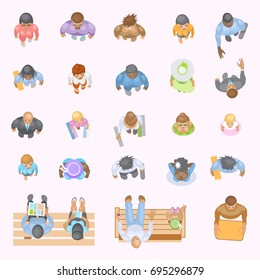 Vector set. Different people top view.
