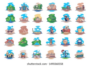 Vector Set Of Different Peru Illustrations Isolated