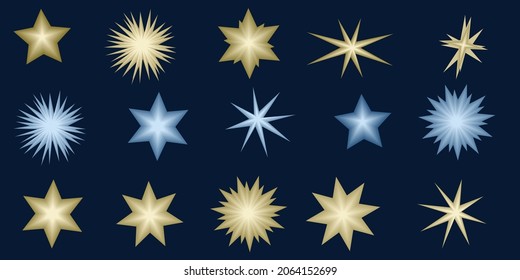 Vector of set with different points shining stars