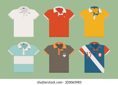 Vector set of different polo shirts