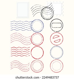 Vector Set Of Different Postmark And Stamps